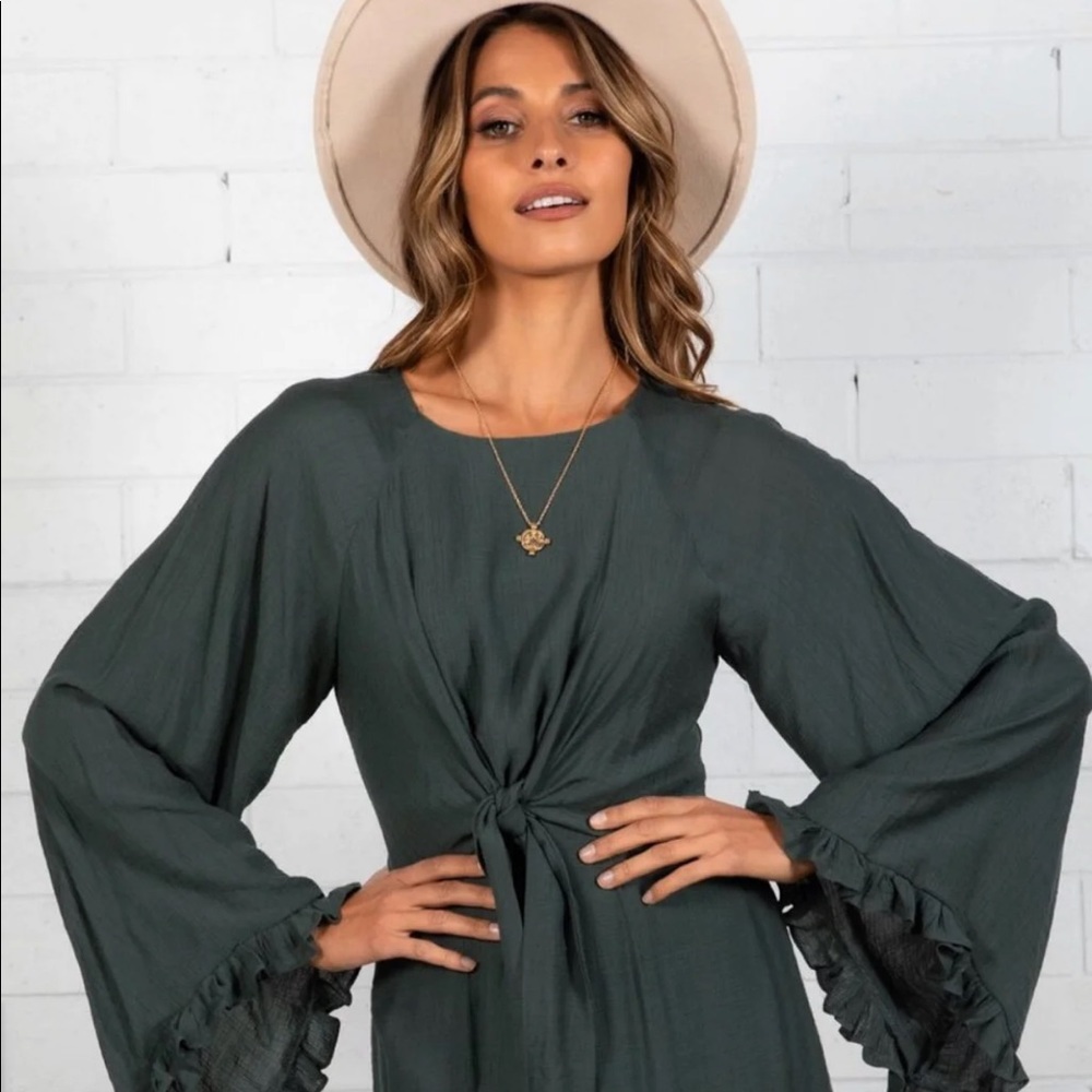 Olive green long sleeve dress
